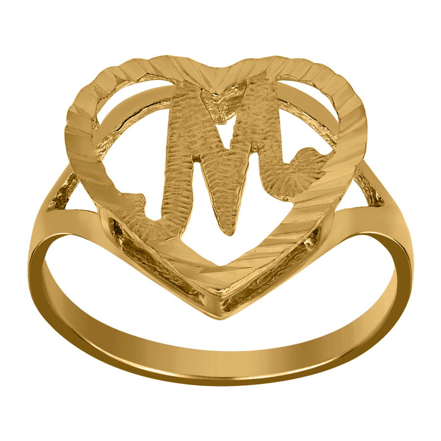 10Kt Gold Initial Letter "M" Ring
