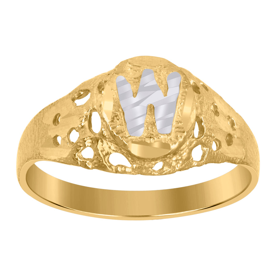 10Kt Gold Initial "W" Letter Ring