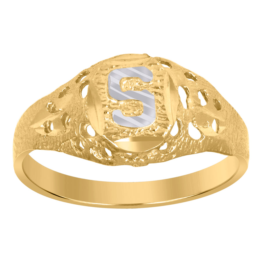 10Kt Gold Initial "S" Letter Ring