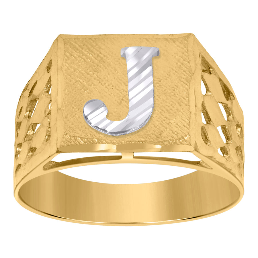 10Kt Gold Initial "J" Letter Ring