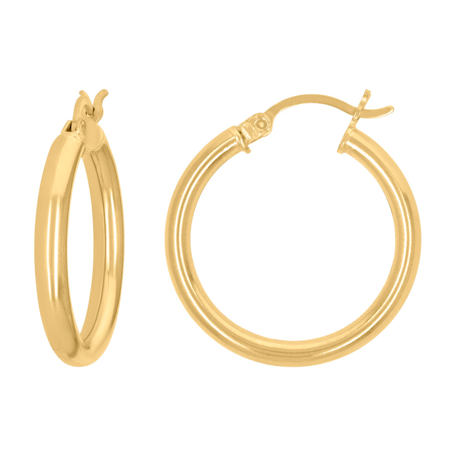10Kt Gold 3mm Plain Hoop Earrings