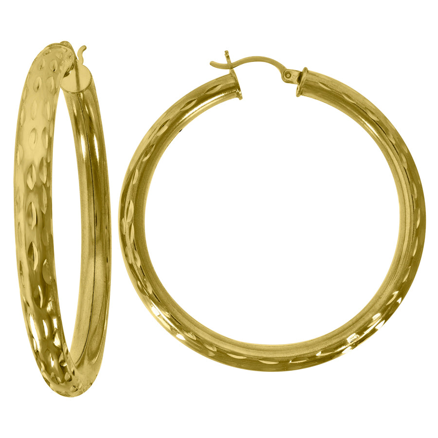10Kt Gold 5mm D/C Hoop Earrings