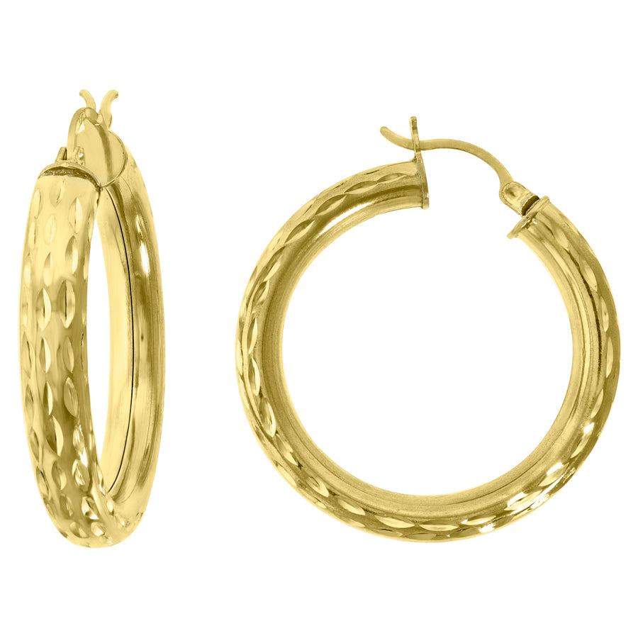 10Kt Gold 5mm D/C Hoop Earrings