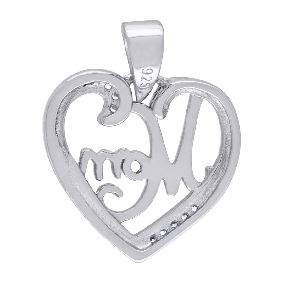 925-Cz Mom Heart Pendant