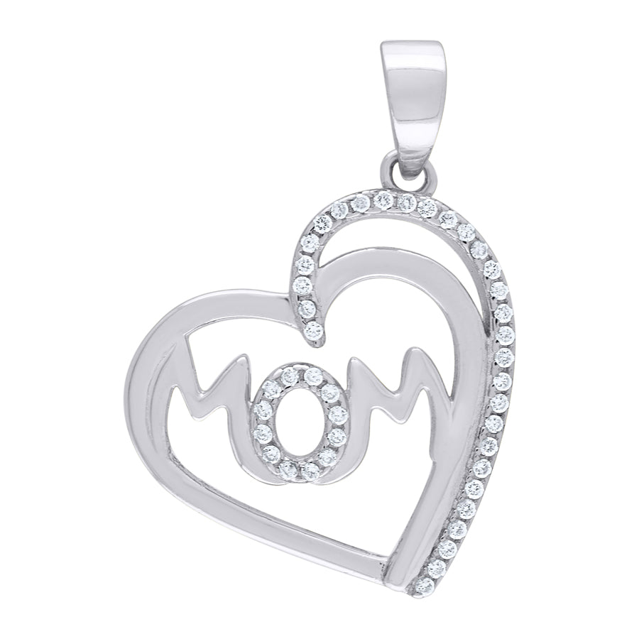 925-Cz Mom Heart Pendant