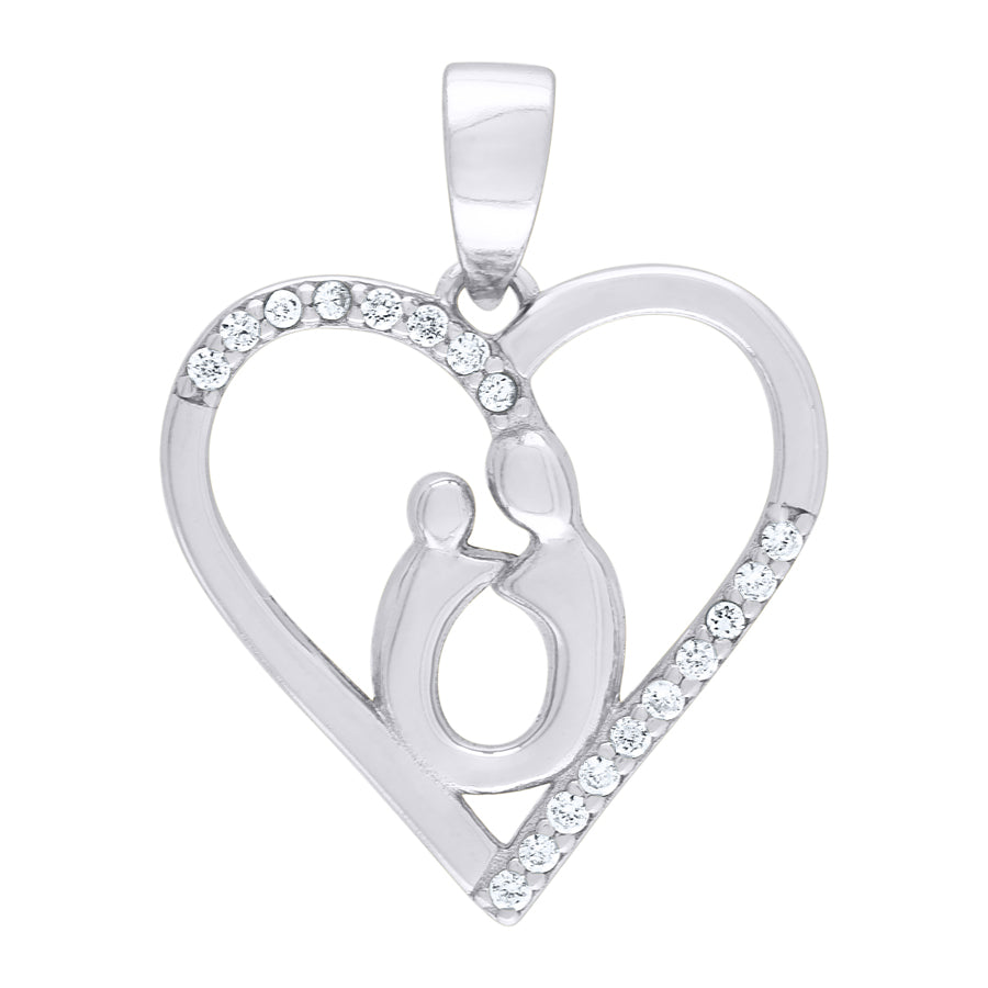 925-Cz Mom Heart Pendant
