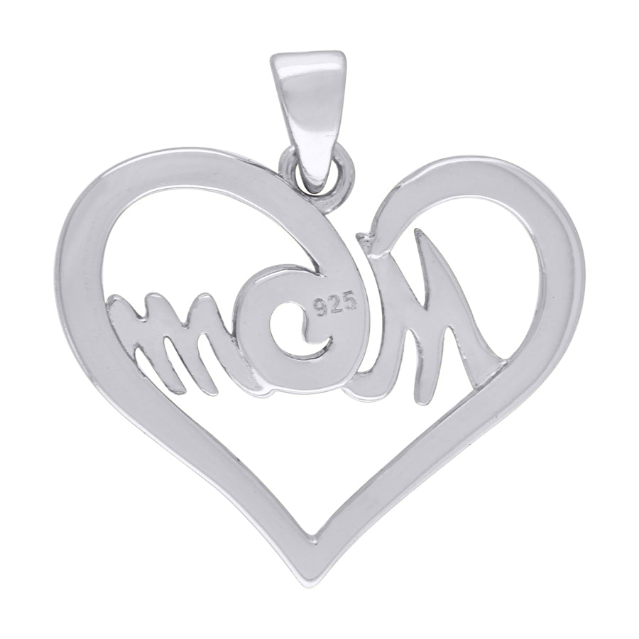 925-Cz Mom Heart Pendant