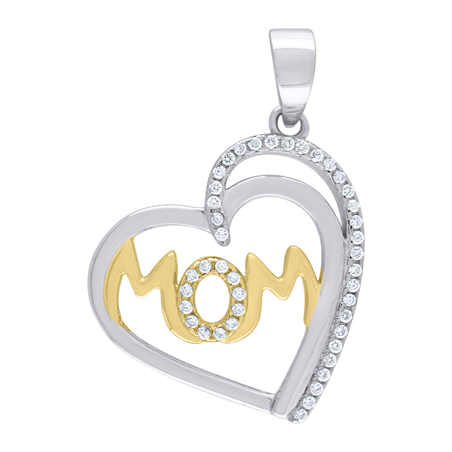 925-Cz Mom Heart Pendant