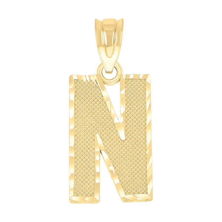 10K Gold Initial Letter Pendant "N"