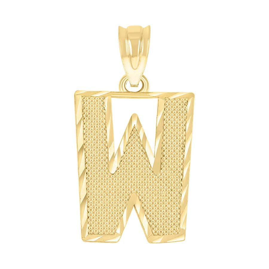10K Gold Initial Letter Pendant "W"