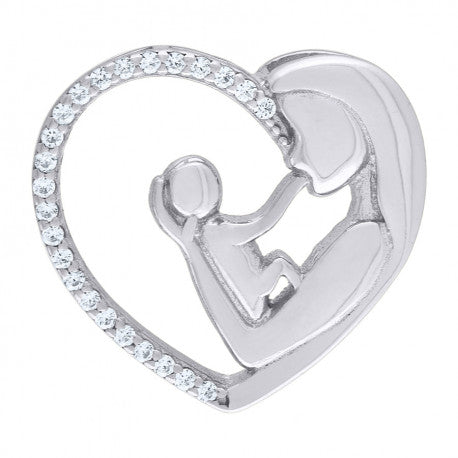 925-Cz Mom Heart Pendant