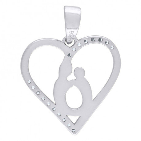 925-Cz Mom Heart Pendant