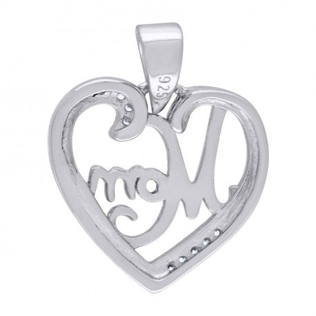 925-Cz Mom Heart Pendant