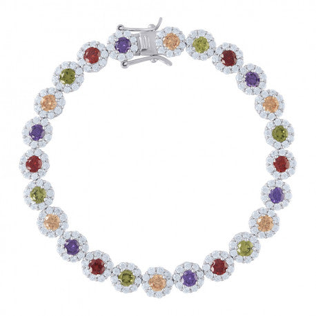 925-Flower Cz Bracelet