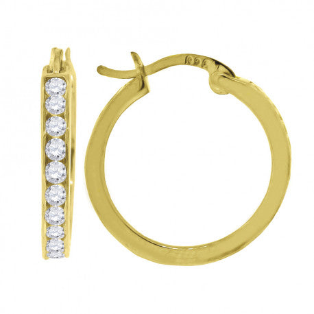 925 Silver 18mm Cz Hoop Earrings