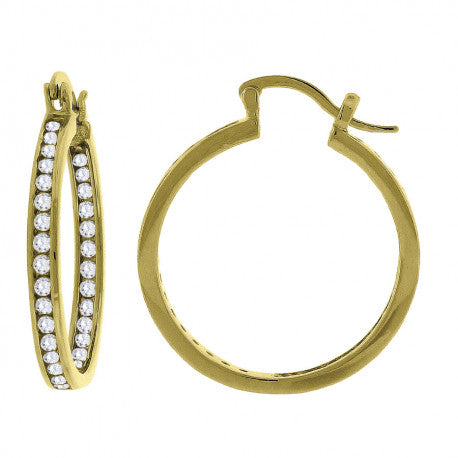 925 Silver 30mm Inside-Out Cz Hoop Earring