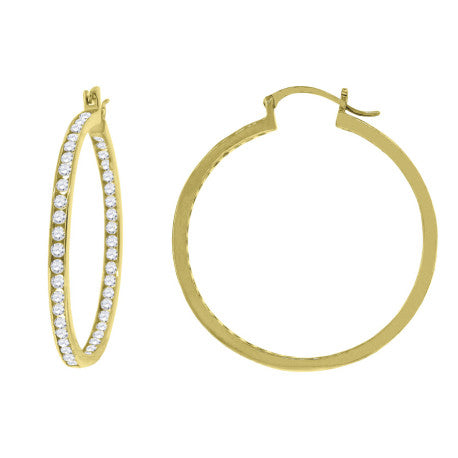 925 Silver 40mm Inside-Out Cz Hoop Earring