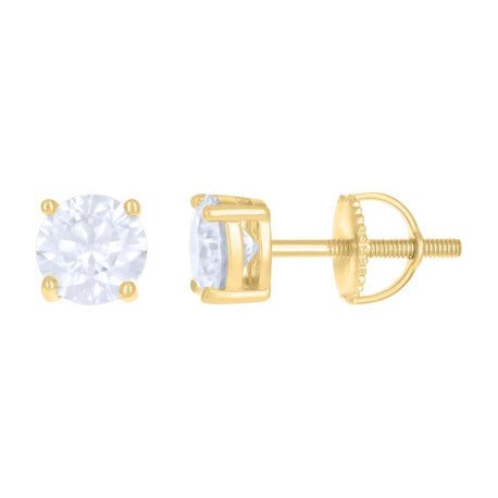 925 Silver 6mm Round Screwback Moissanite Ctw 1.6