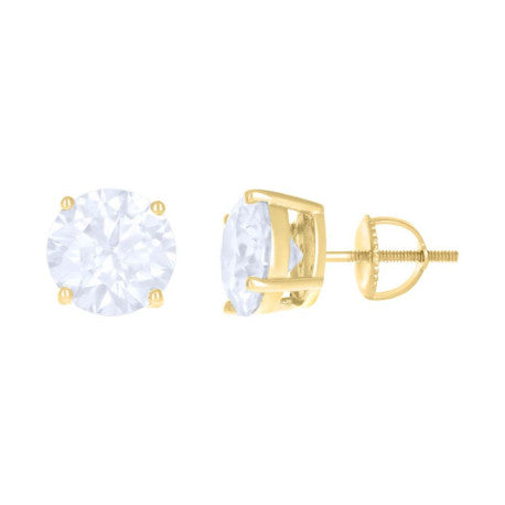 925 Silver 9mm Round Screwback Moissanite Ctw 5.2