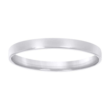 925 Sterling Silver Flat Comfort Band Rhodium 3mm