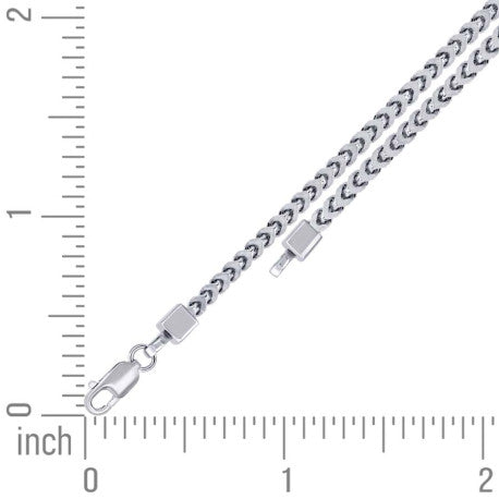 925 Sterling Silver Hollow Franco Chain Rhodium 080 2.7mm