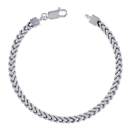 925 Sterling Silver Hollow Franco Chain Rhodium 120 4.3mm
