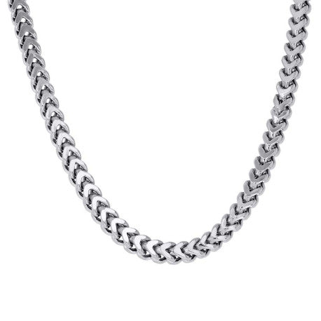 925 Sterling Silver Hollow Franco Chain Rhodium 120 4.3mm