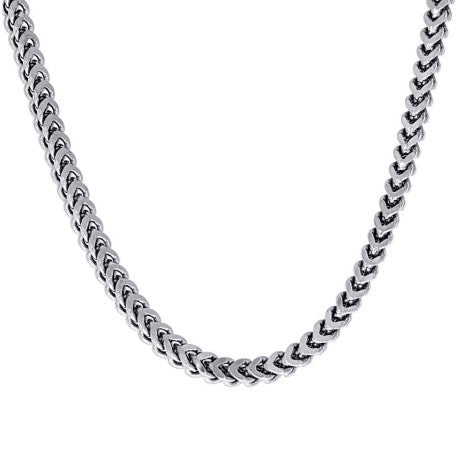 925 Sterling Silver Hollow Franco Chain Rhodium 150 5.4mm