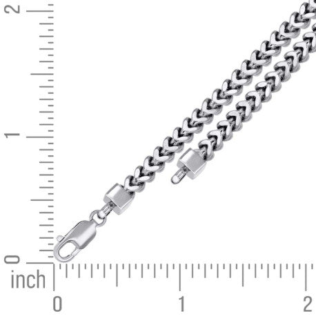 925 Sterling Silver Hollow Franco Chain Rhodium 150 5.4mm