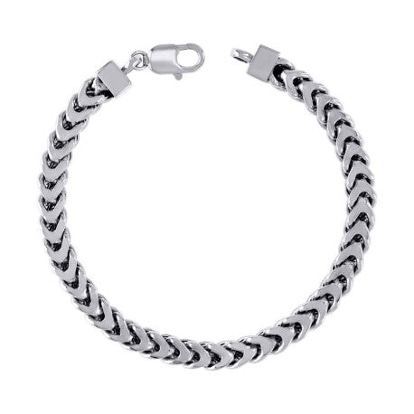 925 Sterling Silver Hollow Franco Chain Rhodium 180 6.4mm
