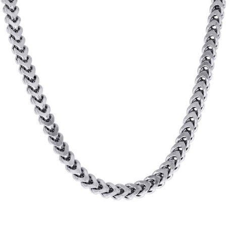 925 Sterling Silver Hollow Franco Chain Rhodium 180 6.4mm