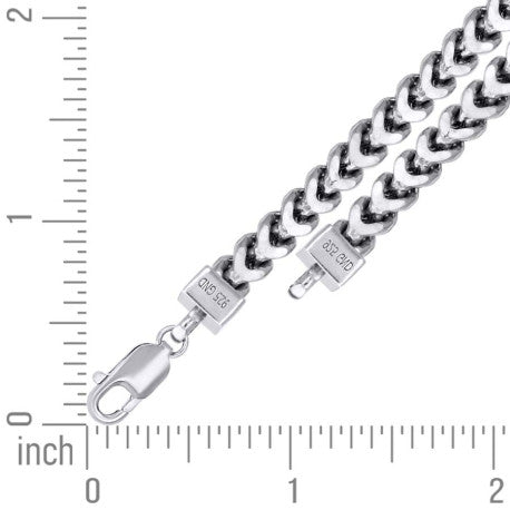 925 Sterling Silver Hollow Franco Chain Rhodium 180 6.4mm