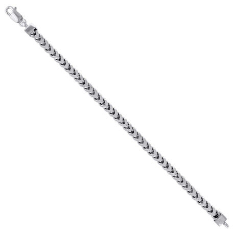 925 Sterling Silver Hollow Franco Chain Rhodium 180 6.4mm