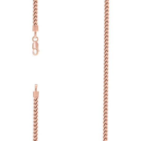 925 Sterling Silver Hollow Franco Chain Rose 080 2.7mm