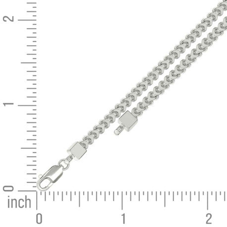 925 Sterling Silver Hollow Franco Chain Silver 100 3.5mm