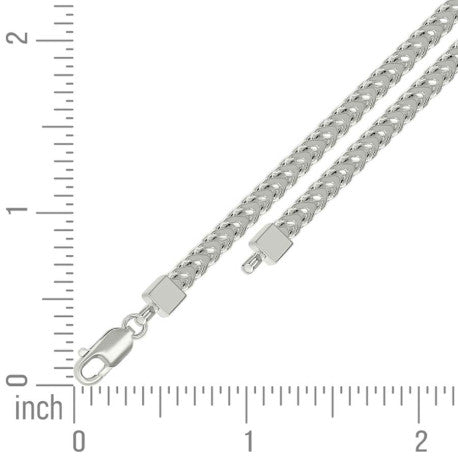 925 Sterling Silver Hollow Franco Chain Silver 120 4.2mm