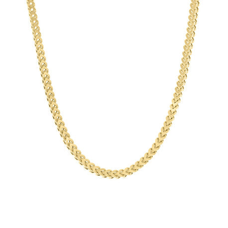 925 Sterling Silver Hollow Franco Chain Yellow 100 3.5mm