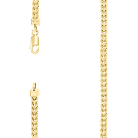 925 Sterling Silver Hollow Franco Chain Yellow 120 4.5mm