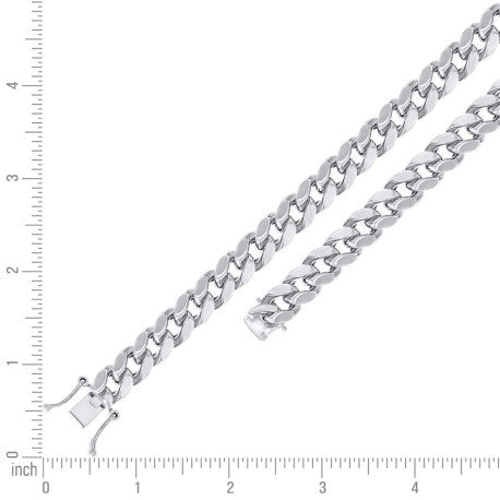 925 Sterling Silver Hollow Miami Cuban Chain Rhodium 300 11mm