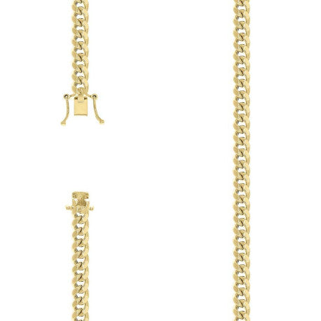 925 Sterling Silver Hollow Miami Cuban Chain Yellow 180 6.3mm