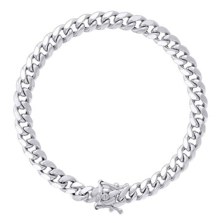925 Sterling Silver Hollow Miami Cuban Chain Rhodium 180 6.3mm