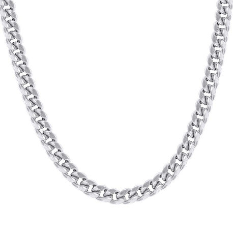 925 Sterling Silver Hollow Miami Cuban Chain Rhodium 250 9mm