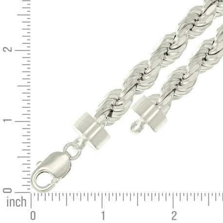 925 Sterling Silver Hollow Rope Chain Silver 190 10mm