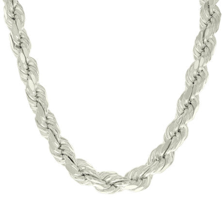 925 Sterling Silver Hollow Rope Chain Silver 210 11mm