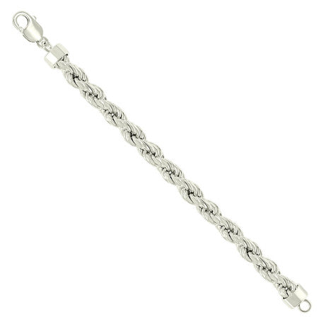 925 Sterling Silver Hollow Rope Chain Silver 210 11mm