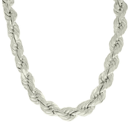925 Sterling Silver Hollow Rope Chain Silver 230 12mm