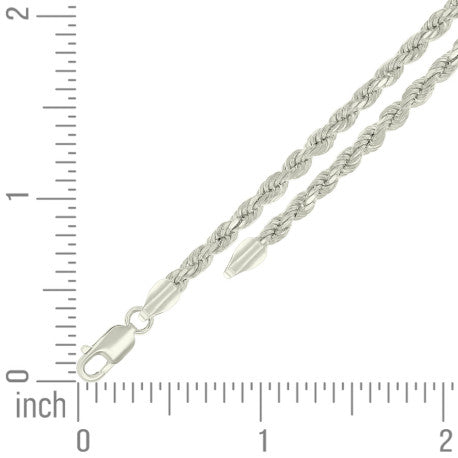 925 Sterling Silver Hollow Rope Chain Silver 070 3.5mm