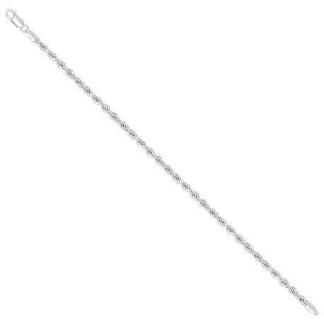 925 Sterling Silver Hollow Rope Chain Rhodium 070 3.5mm