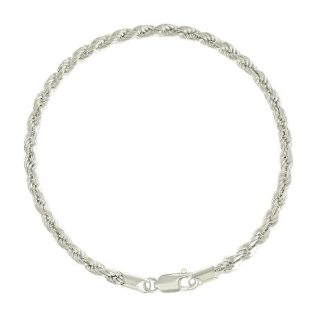 925 Sterling Silver Hollow Rope Chain Silver 070 3.5mm