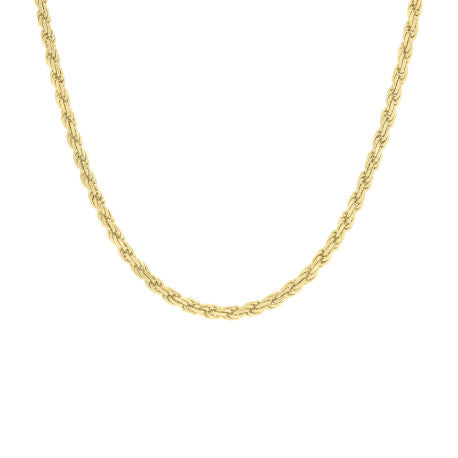 925 Sterling Silver Hollow Rope Chain Yellow 060 3mm